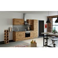 Küchenblock Sorrento mit Geräten ca. 270 cm Eichefarben - Chromfarben/Schieferfarben, MODERN, Holzwerkstoff/Metall (270cm) - Held