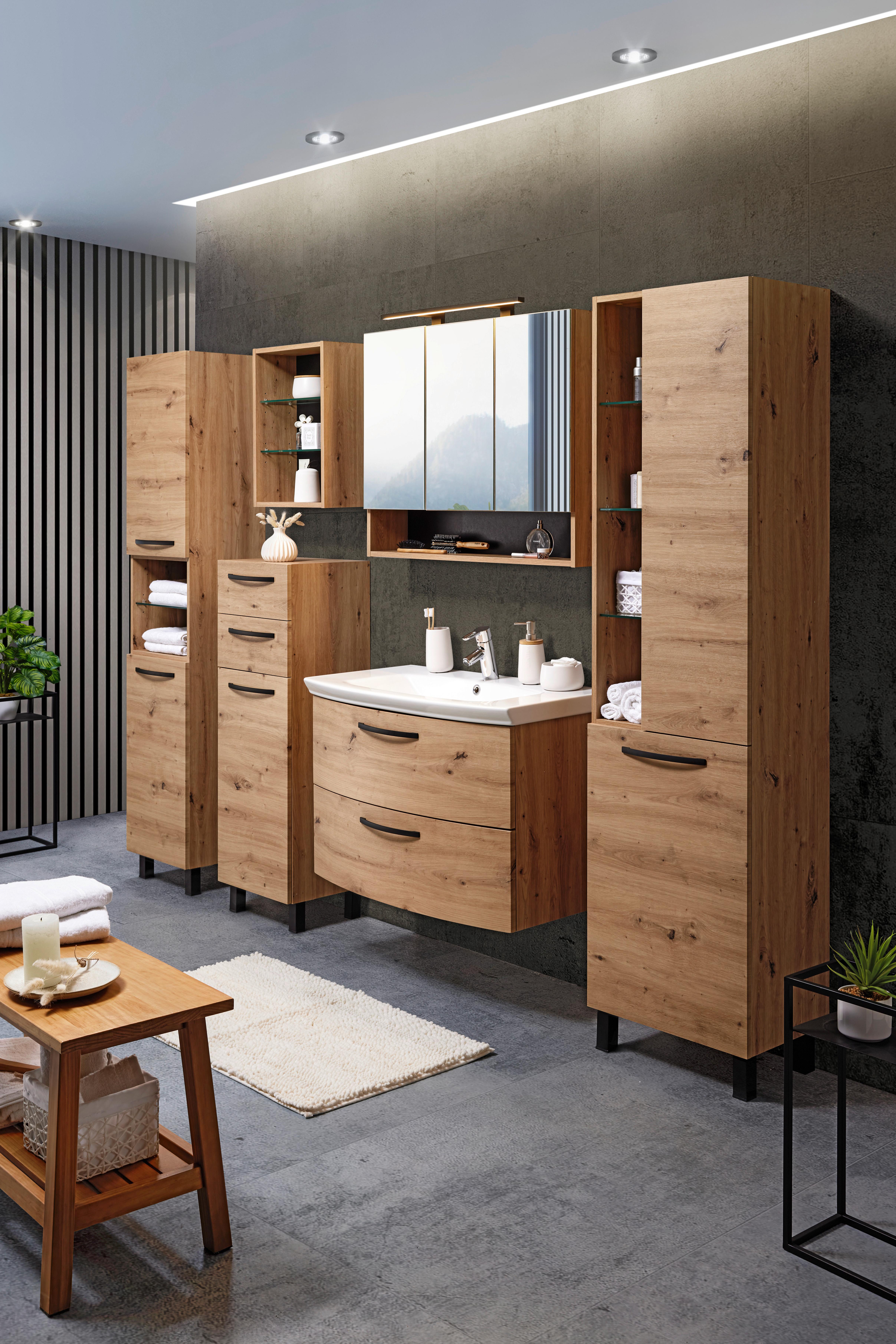 HÖGSKÅP FLORENZ -EXKLUSIV- - ek Artisan/svart, Modern, metall/trämaterial (40/180/190/35cm) - Mömax