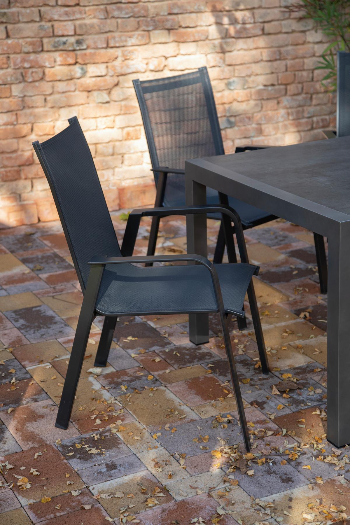 Gartengarnitur Urban 5-Teilig Metall/Texil - Schieferfarben/Anthrazit, Basics, Textil/Metall (160+60/98/72cm) - Acamp