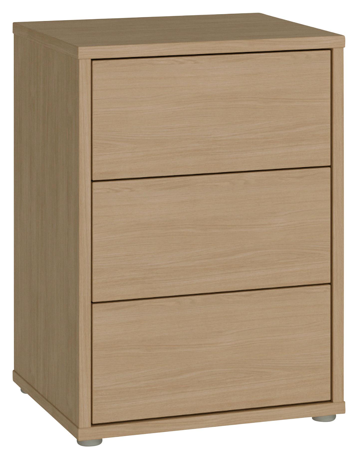 Nočna Omarica Alice, Barva Hrasta - srebrne barve/barve hrasta, Trend, umetna masa/leseni material (50/69/42cm) - Carryhome
