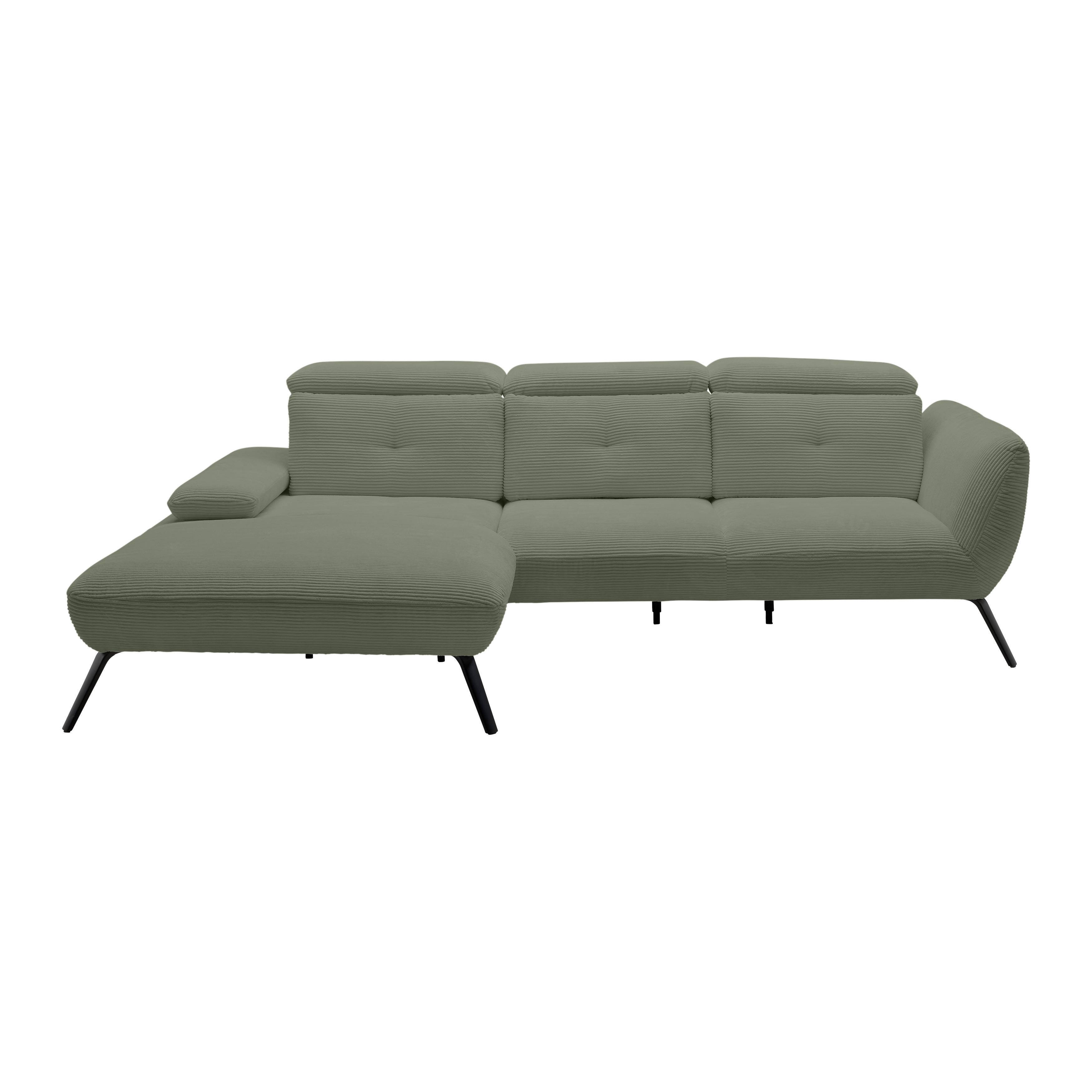 Wohnlandschaft Seattle Olivgrün - Schwarz/Olivgrün, MODERN, Holzwerkstoff/Textil (196/301cm) - Premium Living