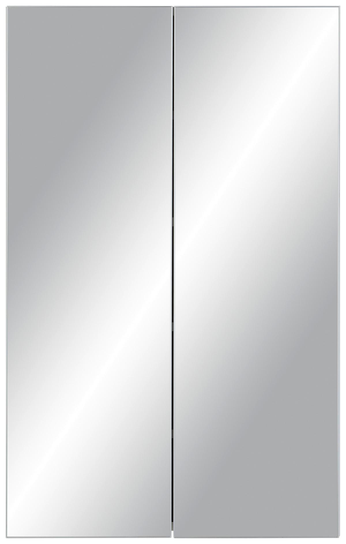 Dulap cu oglindă Luna - alb, Modern, sticlă/material pe bază de lemn (60/95/15cm) - Based