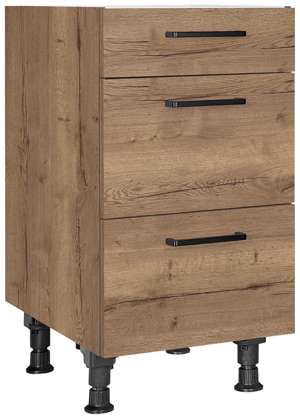 Schubkastenunterschrank Structura Eiche dunkel - Eiche dunkel/Schwarz, MODERN, Holzwerkstoff/Metall (45/87/56cm) - Nobilia