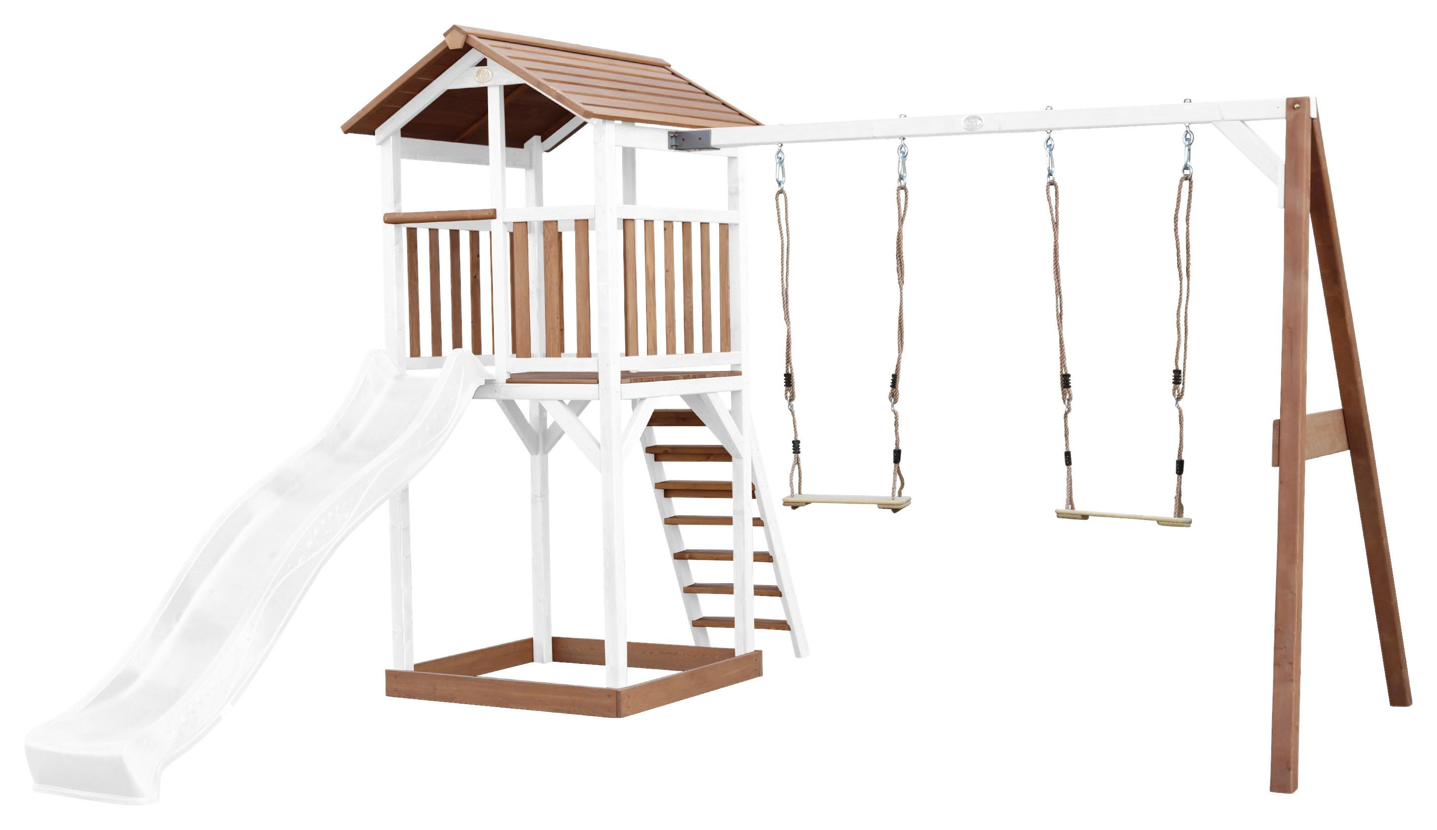 SPIELTURM A025.122.91 - Braun/Weiß, KONVENTIONELL, Holz/Kunststoff (356,6/241,9/349cm) - Ambia Garden