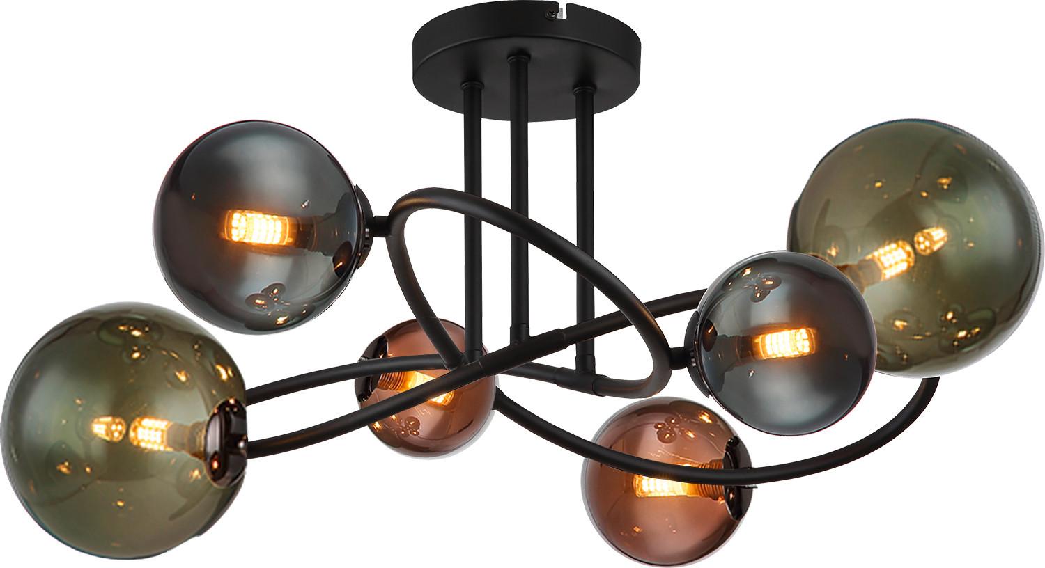 LAMPA SUFITOWA LED 56142-6D RIHA - zielony/petrol, Design, metal/szkło (65/25cm) - Globo