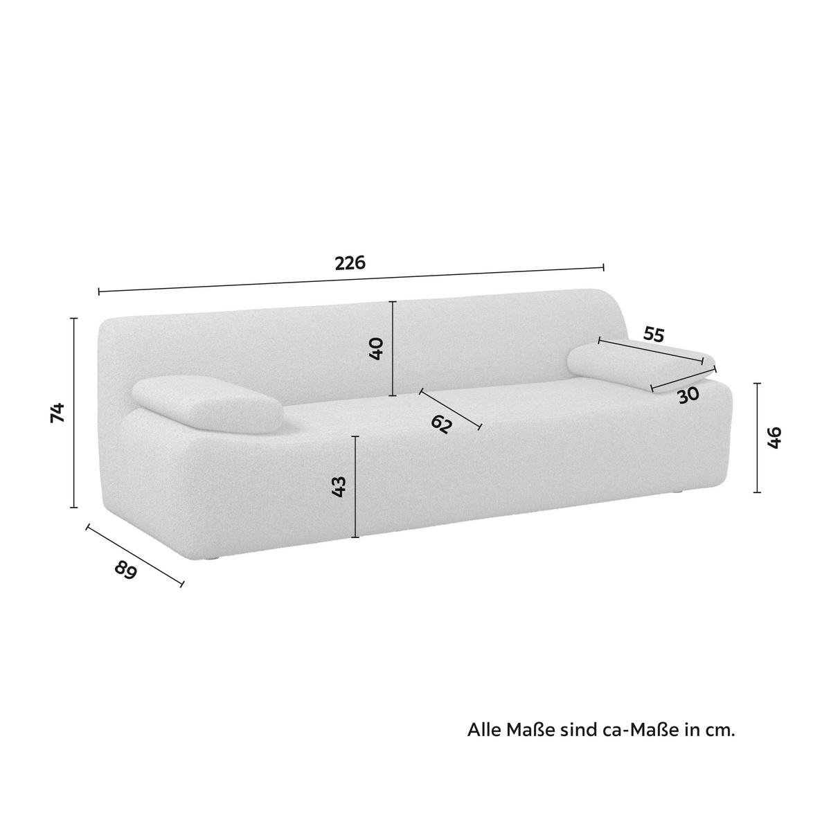 CANAPEA SOPHIE - maro/culoare natur, Modern, lemn/textil (226/74/89cm) - Bessagi Home