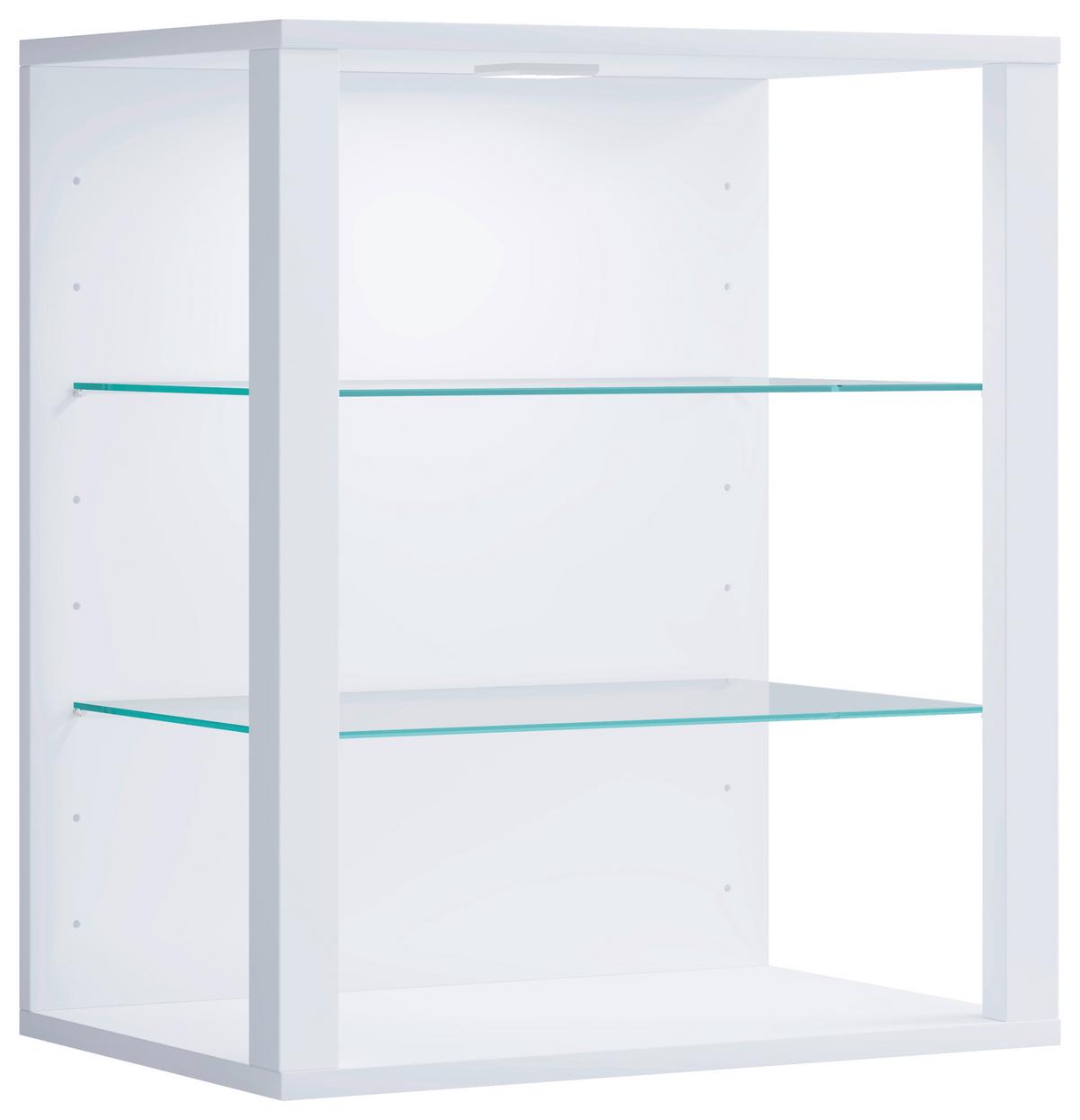Viseča Vitrina Glasol S, Bela - bela, Design, steklo/leseni material (52/60/35cm) - MID.YOU