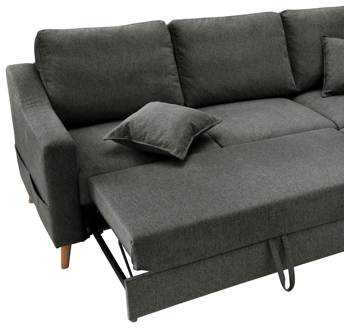 Wohnlandschaft Valentina Anthrazit Struktur - Anthrazit/Naturfarben, KONVENTIONELL, Holz/Textil (230/200cm) - P & B
