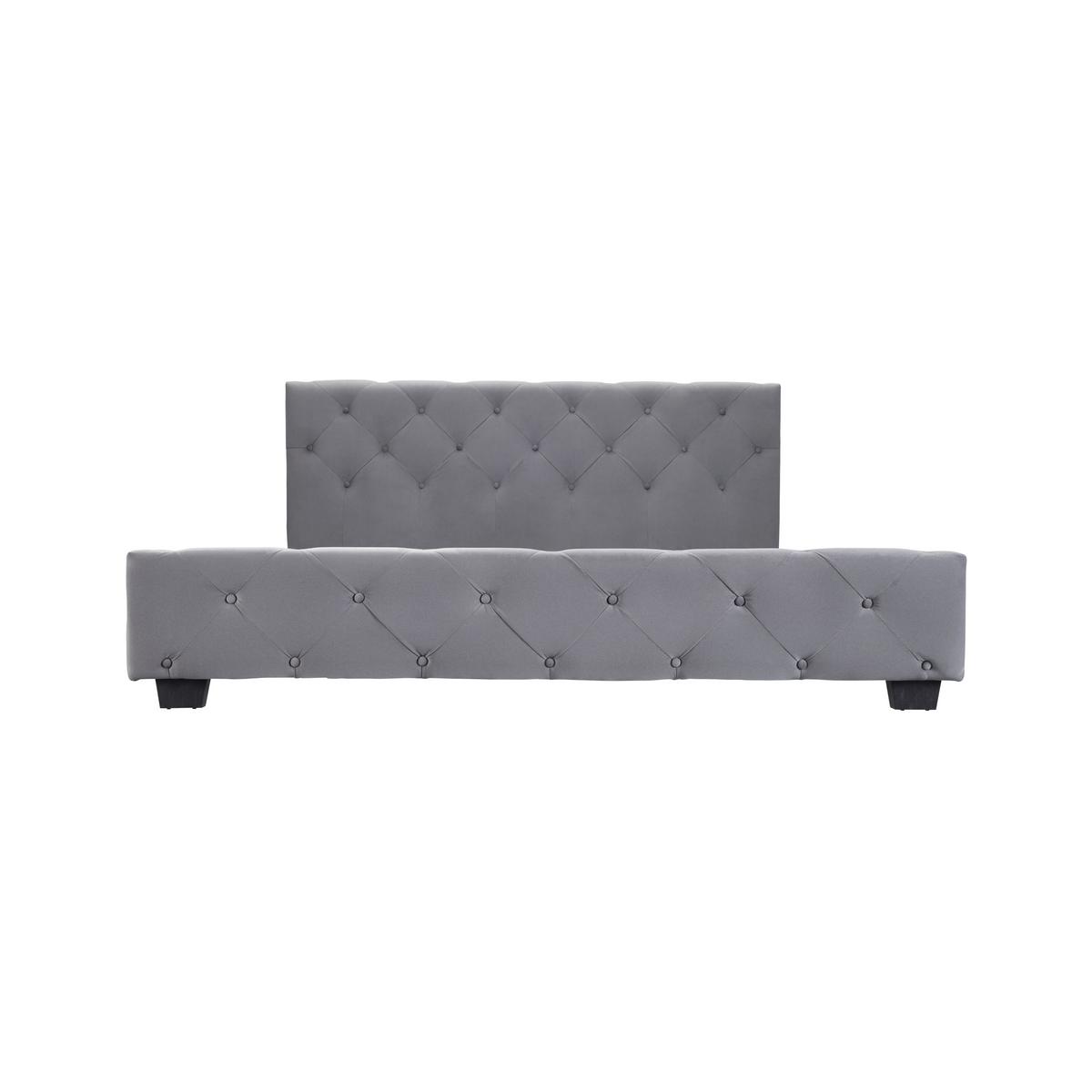 Oblazinjena Postelja Lina, Siva, 180x200 - siva/črna, Moderno, kovina/umetna masa (180/200cm) - Bessagi Home