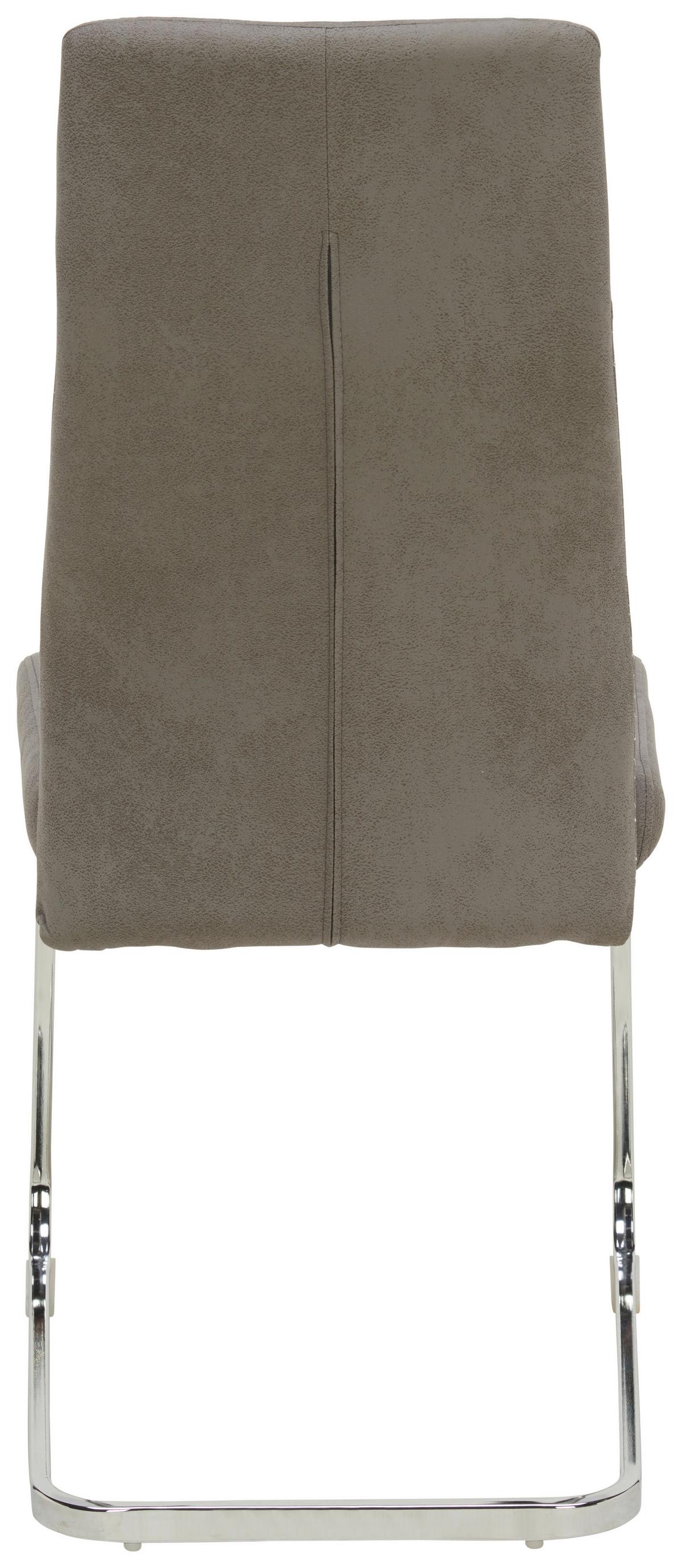 KRZESŁO NA PŁOZIE NICKY    -TIME- - szary/kolor chromowy, Design, metal/tkanina (44/101/60cm) - Ti'me