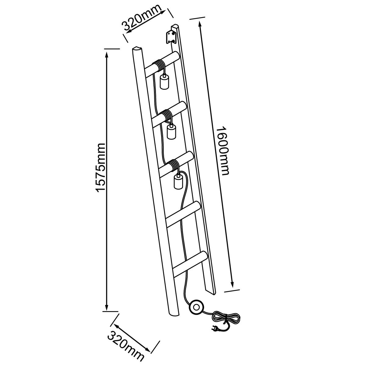 Stehleuchte Ladder Braun/Schwarz max. 14 Watt - Schwarz/Braun, LIFESTYLE, Holz/Metall (32/157,5/32cm) - Brilliant