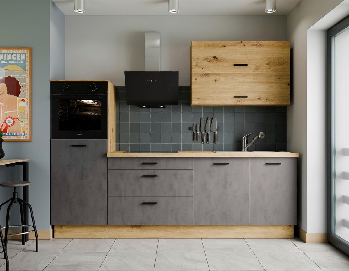 Kuhinjski Blok Brez Aparatov Bobbi, 260cm - črna/antracit, Basics, umetna masa/leseni material (260/210/60cm) - P & B