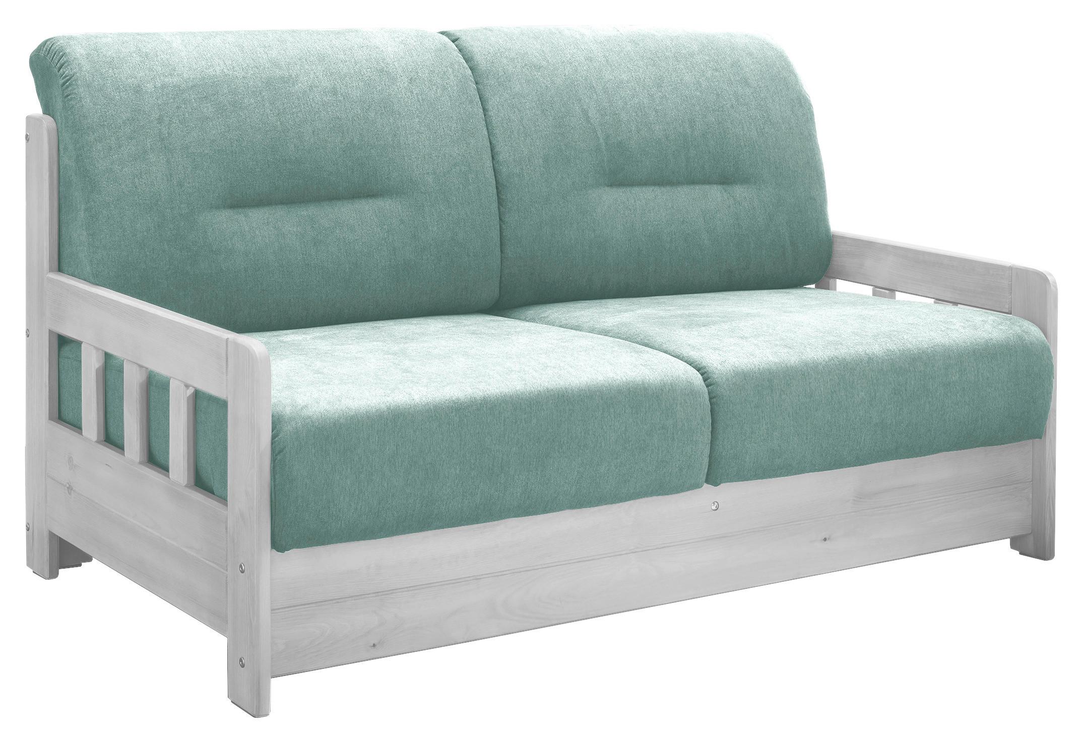 Schlafsofa Camino Mintgrün Mikrofaser - Weiß/Mintgrün, KONVENTIONELL, Holz/Textil (154/88/90cm) - Livetastic