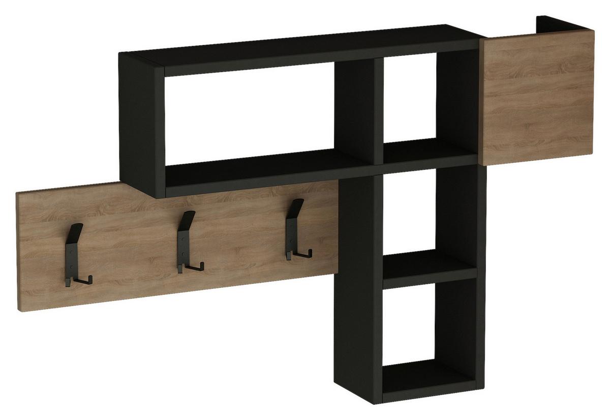 WANDGARDEROBE GAME - Eichefarben/Schwarz, Design, Holzwerkstoff (99,5/61/15cm) - Livetastic
