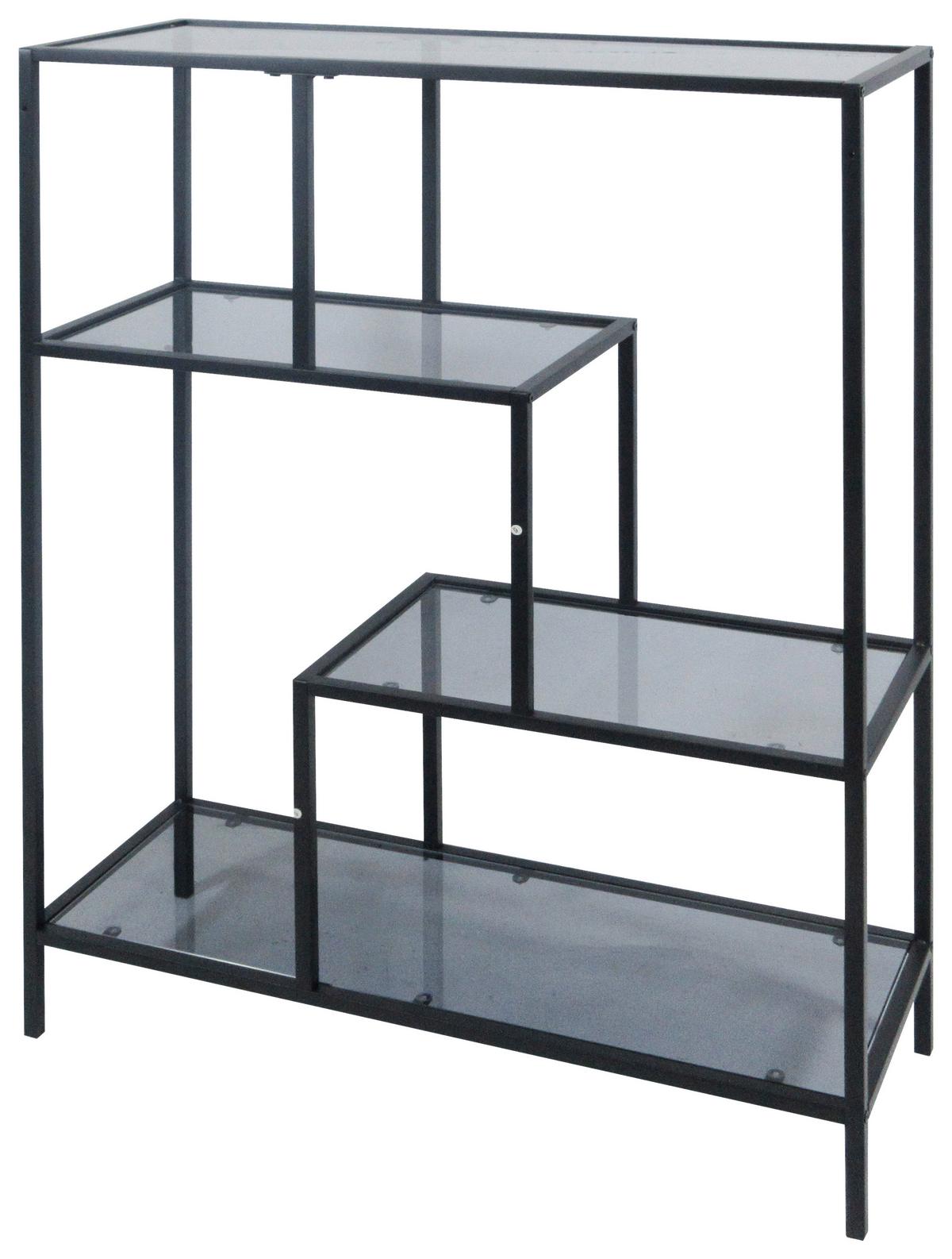 Polica Rom 2 - siva/crna, Moderno, staklo/metal (80/113/30cm) - Modern Living