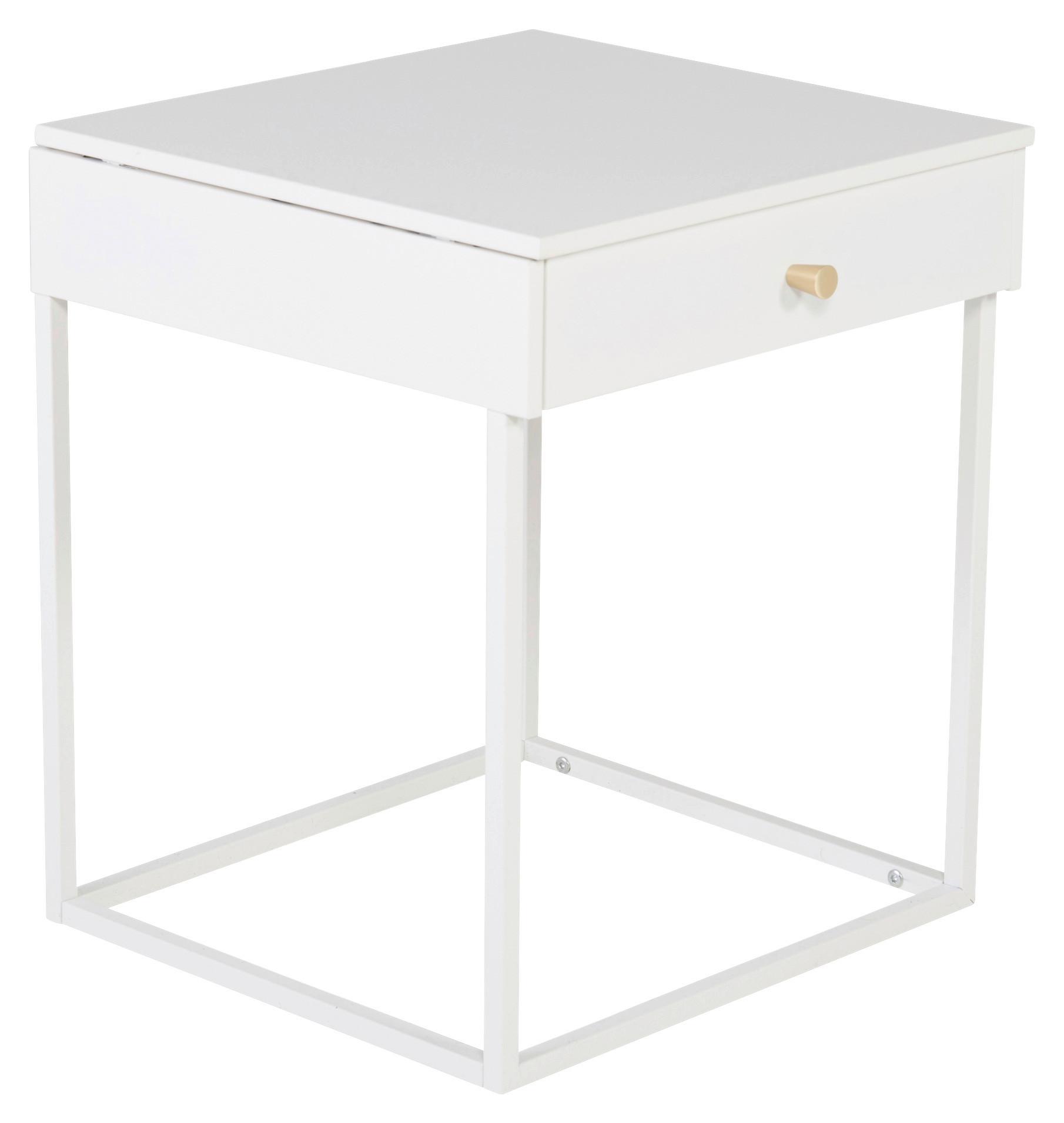 NACHTTISCH BAKAL - Weiß, Design, Metall (41/50/43cm) - Livetastic