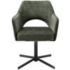 STOEL MET ARMELEUNINGEN VALLETTA - Olijfgroen/Zwart, Konventionell, Textiel/Metaal (61/85/60cm) - Premium Living