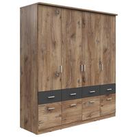 Dulap BRANDO 4 - culoare lemn stejar/grafit, Konventionell, material pe bază de lemn (181/199/58cm)
