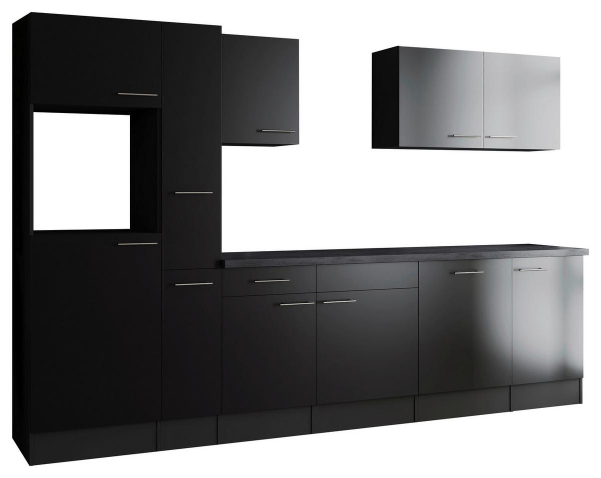 Kuhinjski Blok Brez Aparatov Oliver, 310cm - srebrne barve/črna, Design, kovina/leseni material (310cm) - Respekta