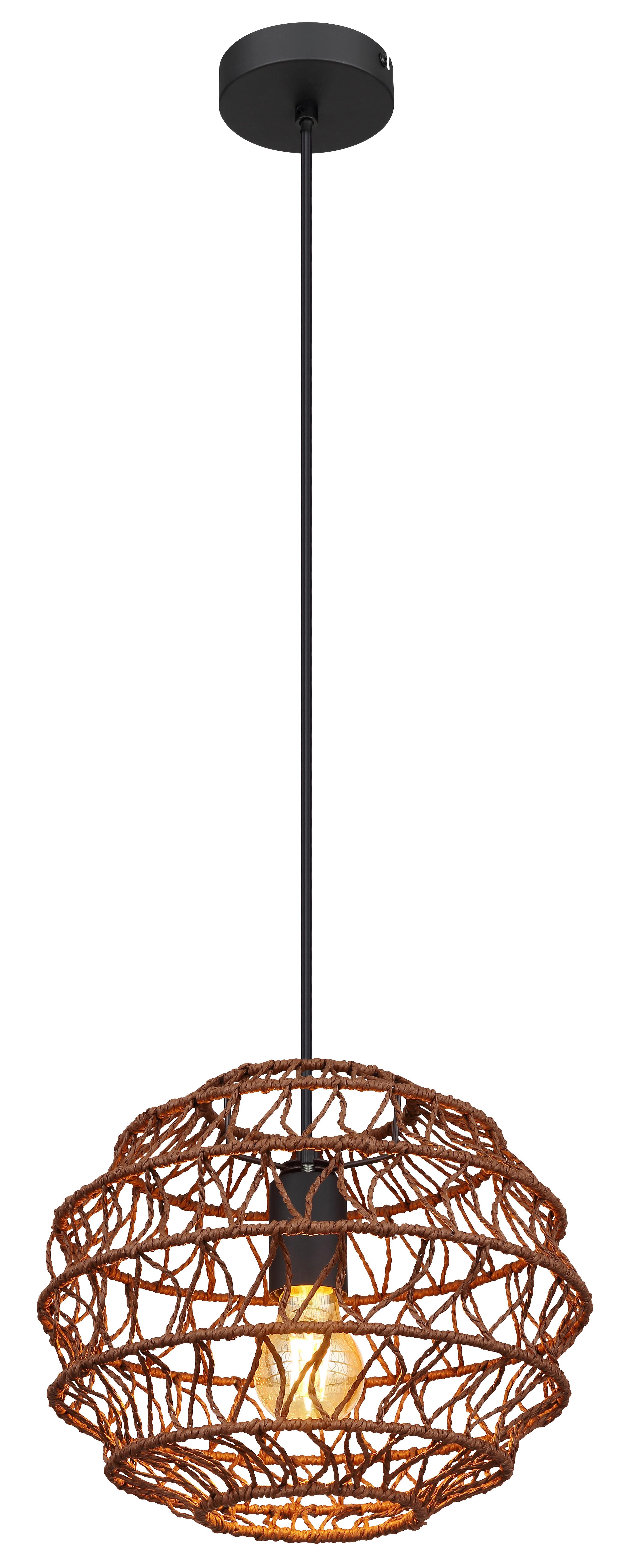 Hängeleuchte Senni max. 15 Watt - Dunkelbraun/Schwarz, Papier/Kunststoff (29/120cm) - Globo