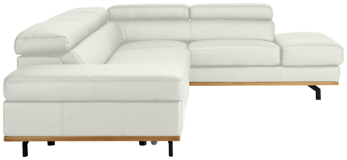Wohnlandschaft Carmen rechts Weiß - Schwarz/Weiß, MODERN, Leder/Holz (292/72/226cm) - Premium Living