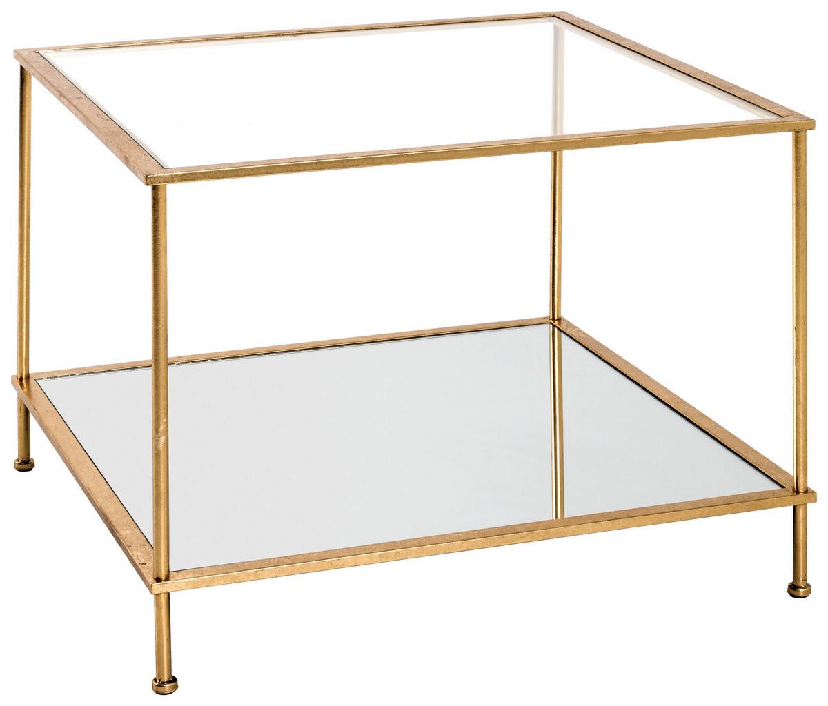 STOLIK BOCZNY FARO 4 - kolor złoty, Basics, metal/szkło (60/60/45cm)