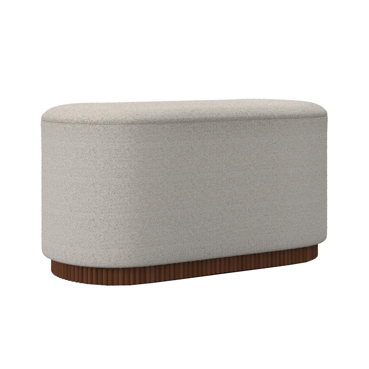 Sitzbank Nina mit Stauraum inkl. 2 Hocker Bouclé Weiß - Naturfarben/Weiß, MODERN, Holz/Holzwerkstoff - Bessagi Home