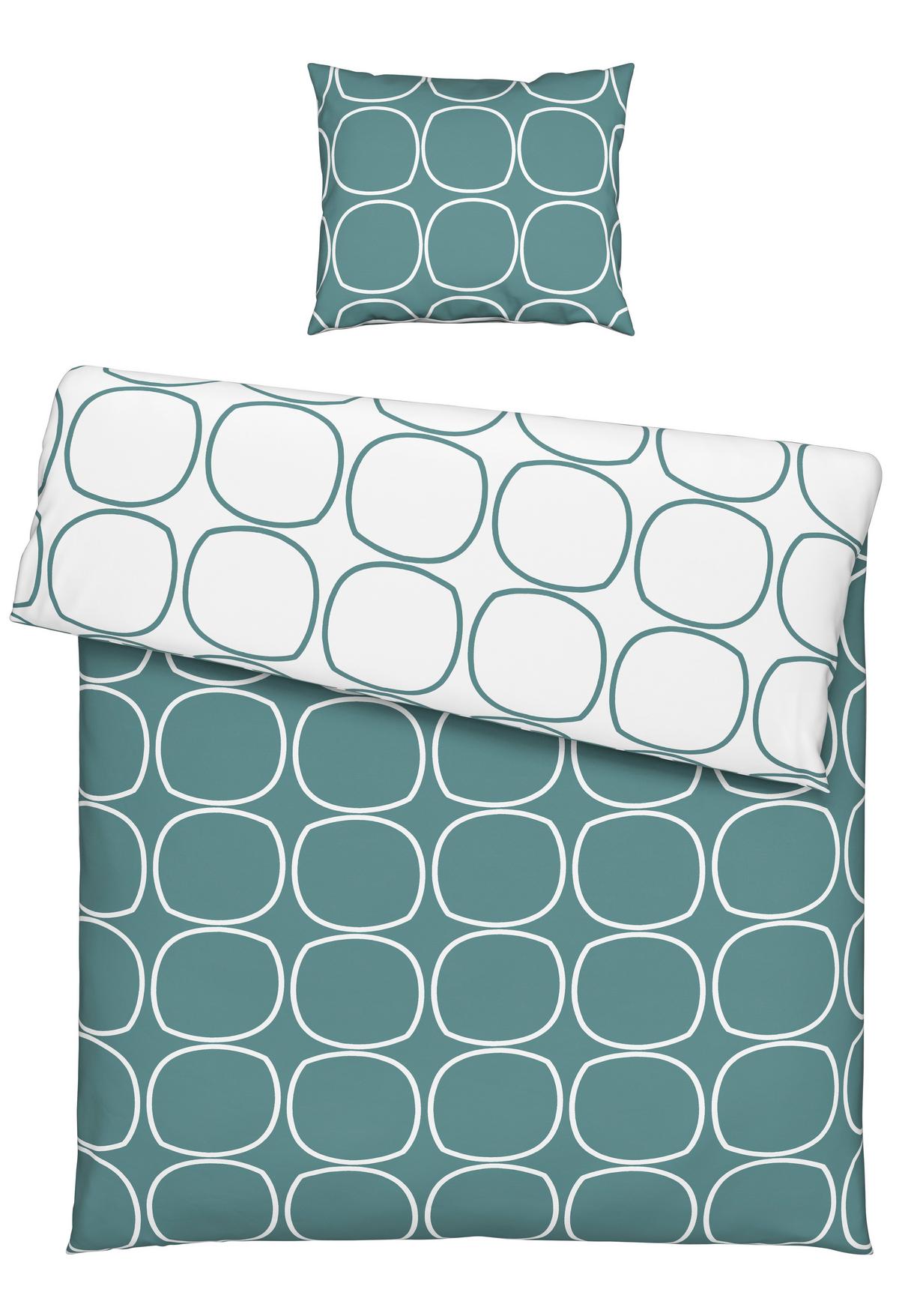 Bettwäsche Reggie Wende in Blau/Weiss ca. 160x210cm - Blau/Weiss, Konventionell, Textil (160/210cm) - Modern Living