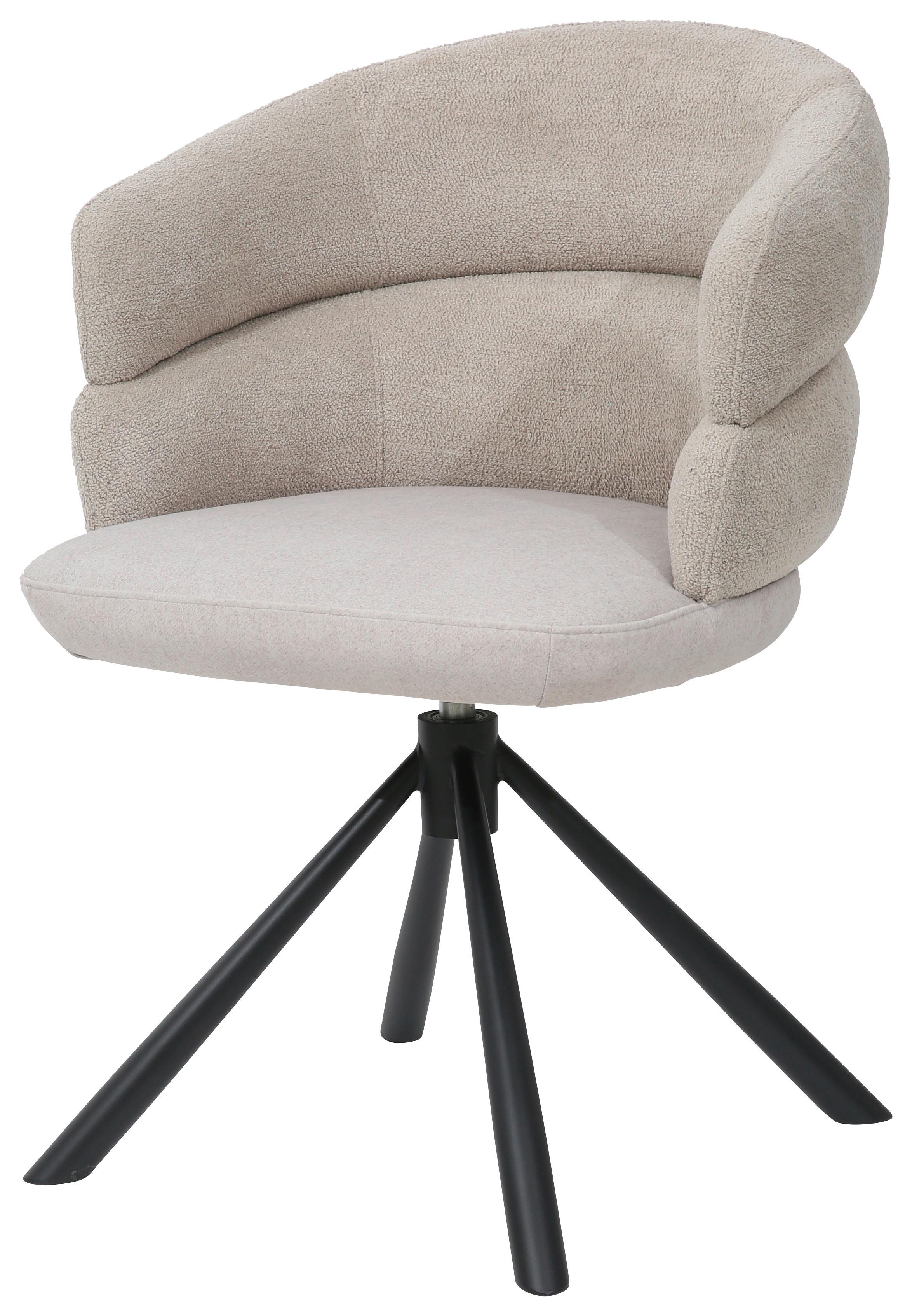 Armlehnstuhl Malia Beige - Hellbraun/Beige, MODERN, Textil/Metall (58/83/62cm) - Premium Living