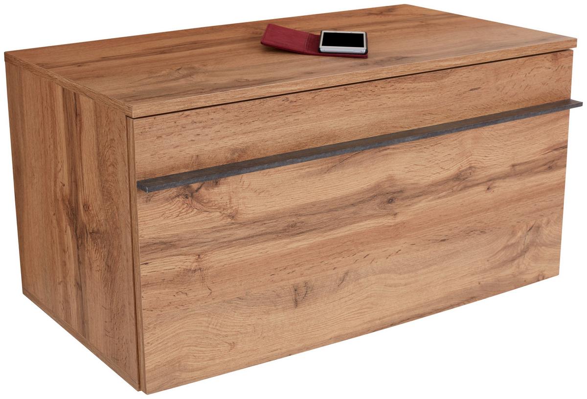 Garderobna Klop Venedig, Hrast Wotan - črna/barve hrasta, Moderno, umetna masa/leseni material (90/45/38cm) - Mömax