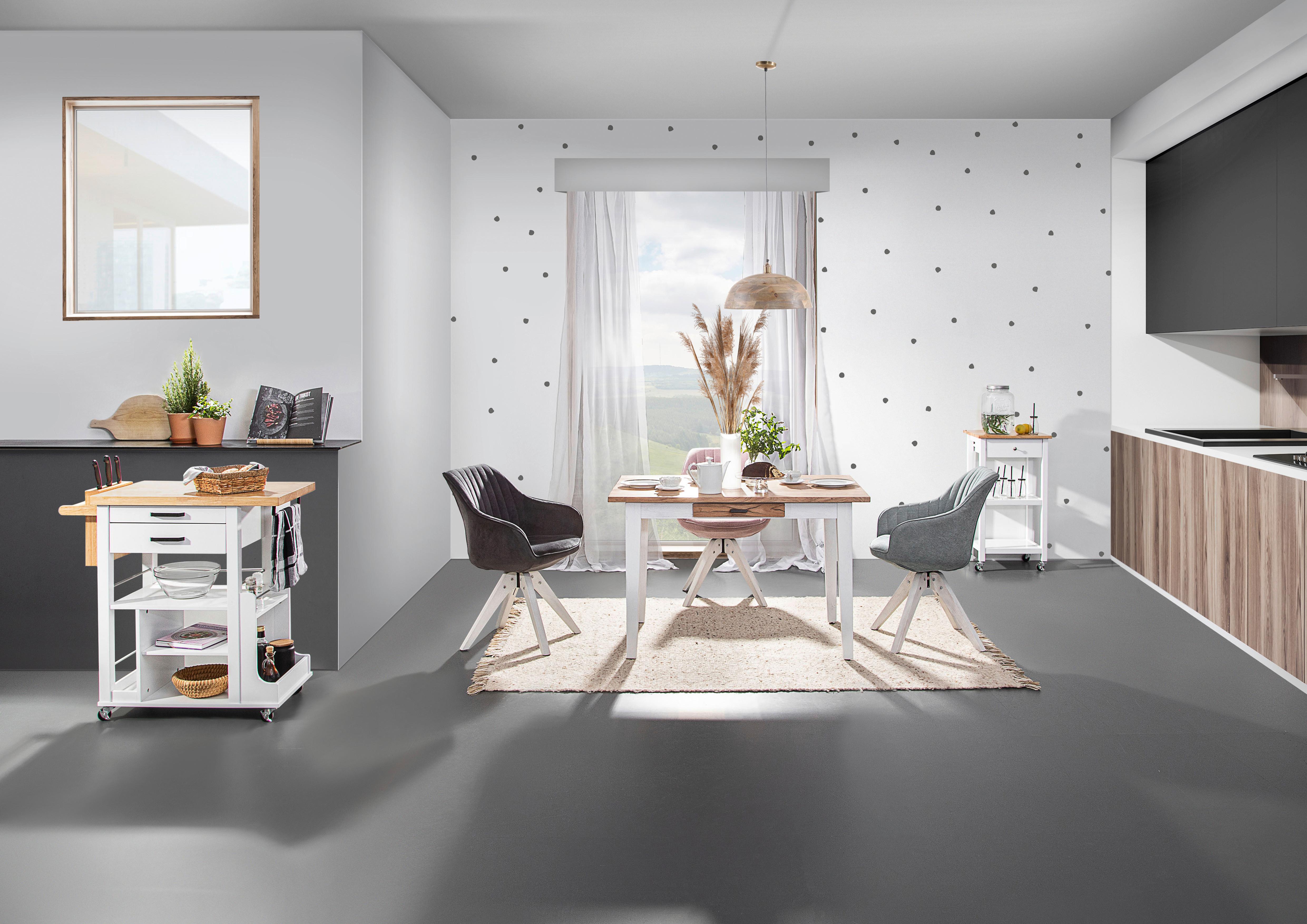 KRZESŁO Z PODŁOKIETNIKAMI CHILL - niebieski/biały, Design, tkanina/drewno (60/83/65cm) - Livetastic