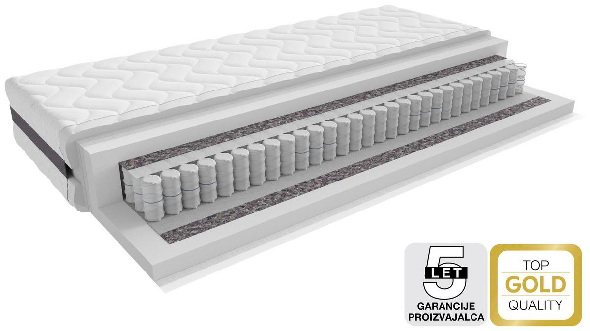 Ležišče Premium Lux Seven Plus, 90x200 Cm - bela, Moderno (90/200cm) - Premium Living