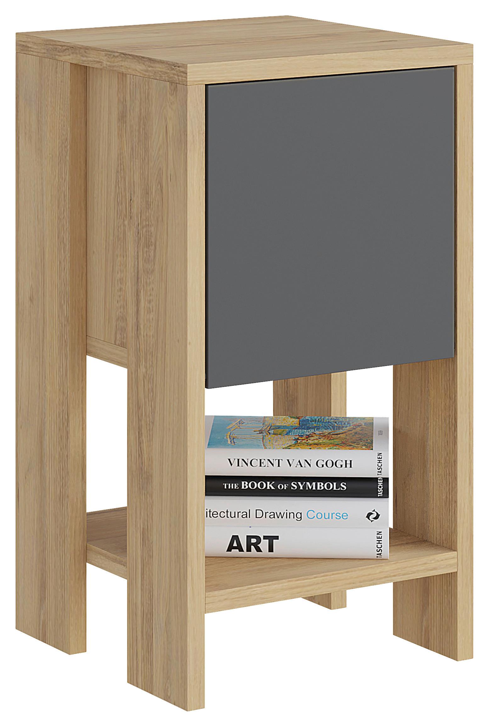 Nachttisch Ema ca. 30x55x30 cm Eichefarben - Eichefarben/Graphitfarben, Design, Holzwerkstoff (30/55/30cm) - Livetastic