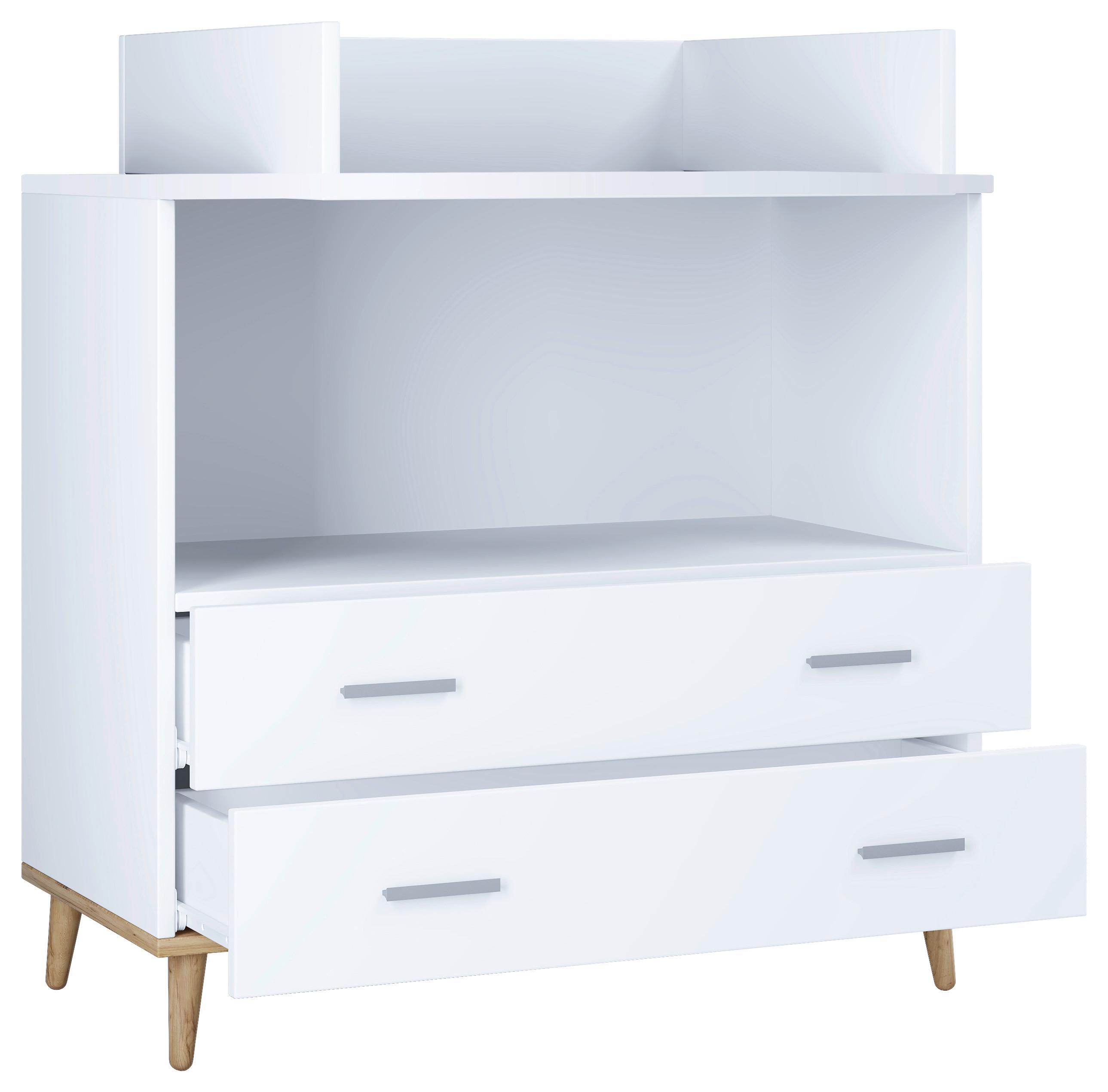 Wickelkommode Landos ca. 80 cm Weiß/Honigeiche - Weiß/Grau, MODERN, Holzwerkstoff/Kunststoff (60/93/49cm) - Livetastic