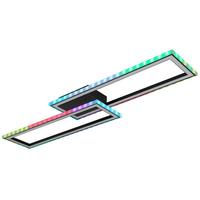 LED-DECKENLEUCHTE 67365 - Opal/Schwarz, Design, Kunststoff/Metall (94,5/24/5,5cm) - Globo