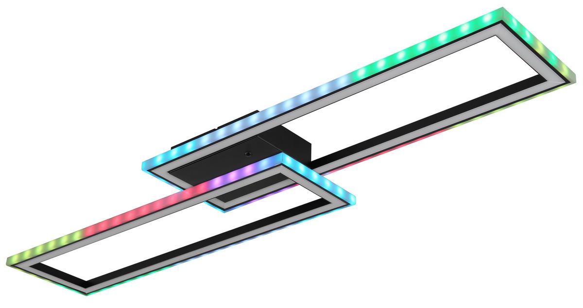 LED-DECKENLEUCHTE 67365 - Opal/Schwarz, Design, Kunststoff/Metall (94,5/24/5,5cm) - Globo