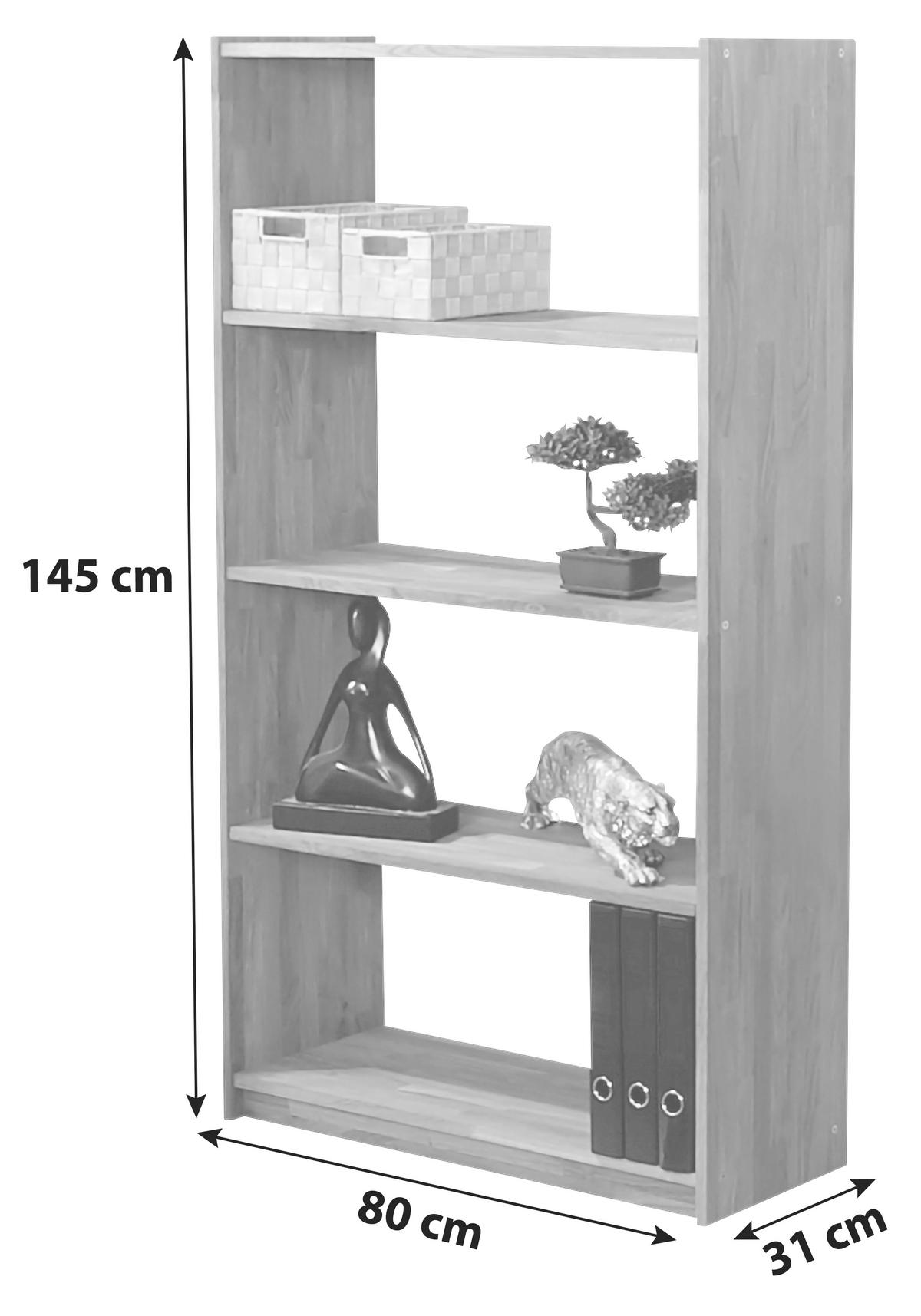 Regal Simon, Bukev, Masivno - barve bukve, Basics, les (80/145/31cm) - MID.YOU