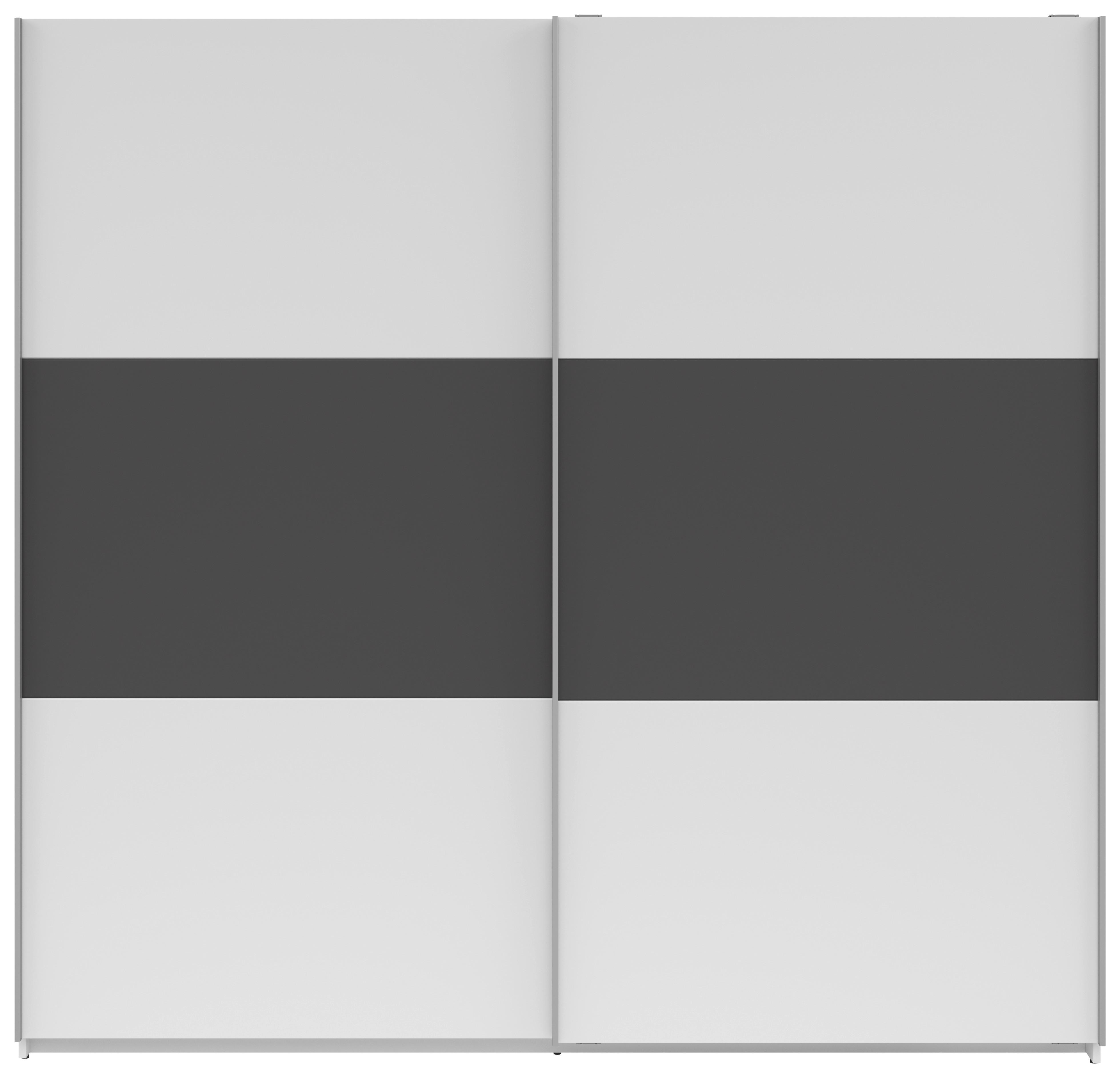 Schwebetürenschrank Saturn in Weiß/Graphitfarben - Silberfarben/Graphitfarben, KONVENTIONELL, Holzwerkstoff/Metall (218/210/59cm) - Mömax