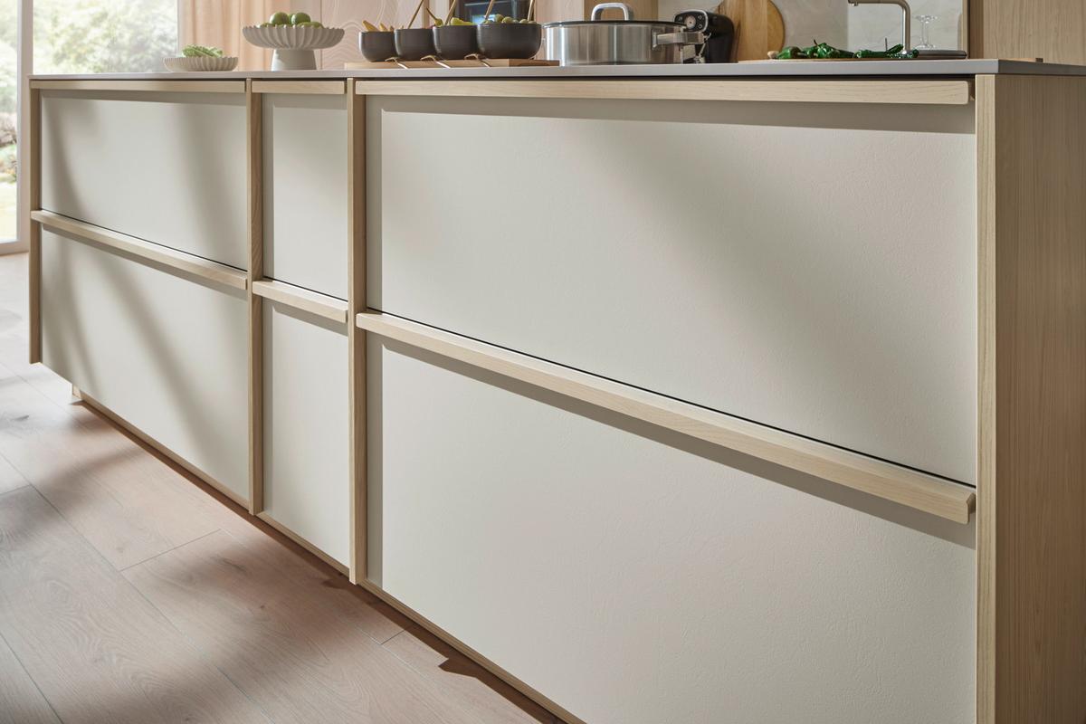 Einbauküche Look/Structura o. Geräte Sand/Eiche - Sandfarben/Eichefarben, MODERN, Holz/Holzwerkstoff (320/247cm) - Nobilia