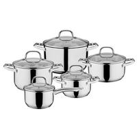 Set Posod Trentino, 5-Delni - barve nerjavečega jekla/prozorno, Basics, kovina/steklo - GSW