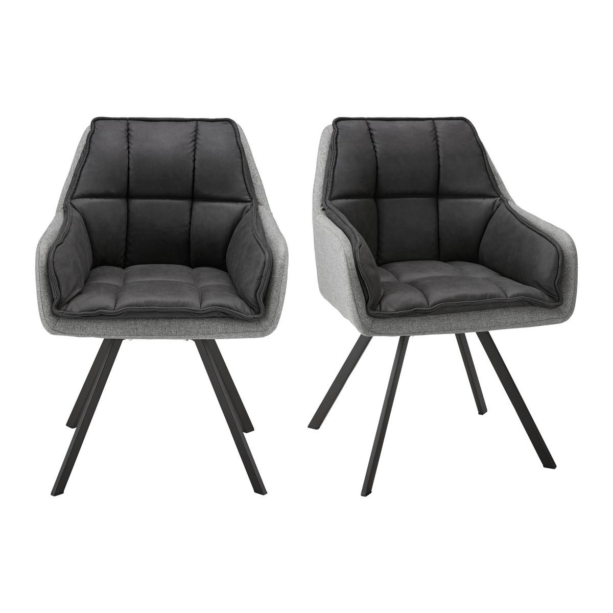Naslanjač Billy, Siva - temno siva/siva, Moderno, kovina/tekstil (62/85/62cm) - Bessagi Home