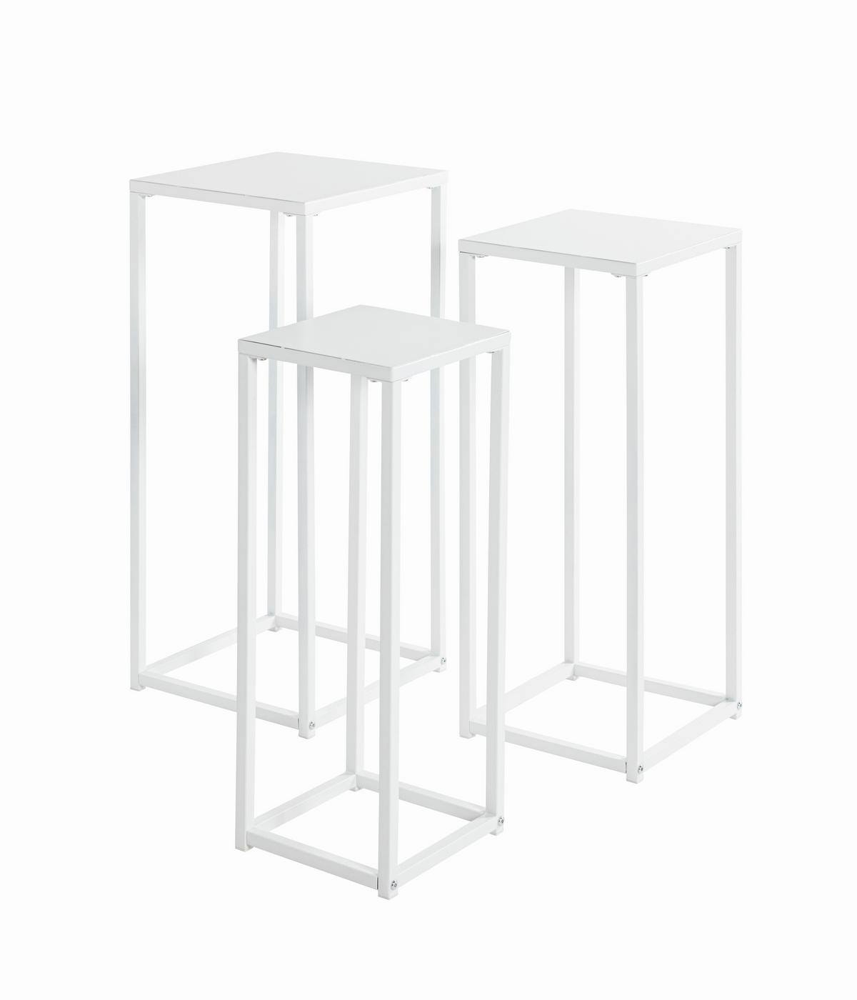 Blumensäulen-Set Blackburn in Weiß - Weiß, MODERN, Metall (22-26-30/61-66-71/22-26-30cm) - Mömax