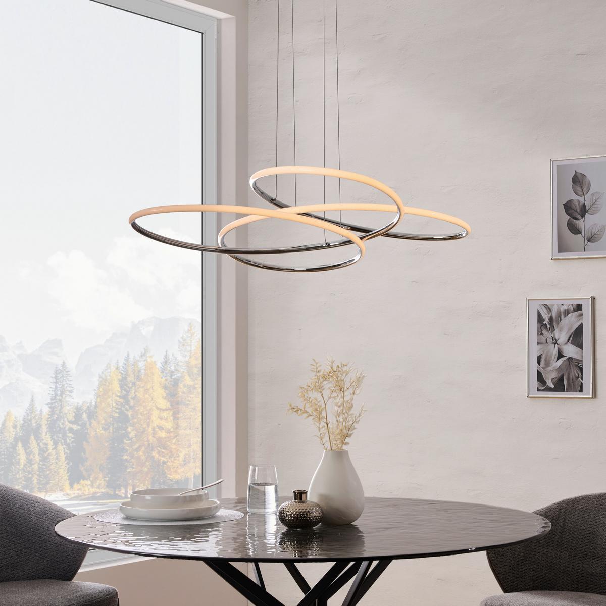 LAMPA WISZĄCA LED BALTIMORE *SBN* - kolor srebrny, Design, tworzywo sztuczne/metal (84,5/150cm) - Novel