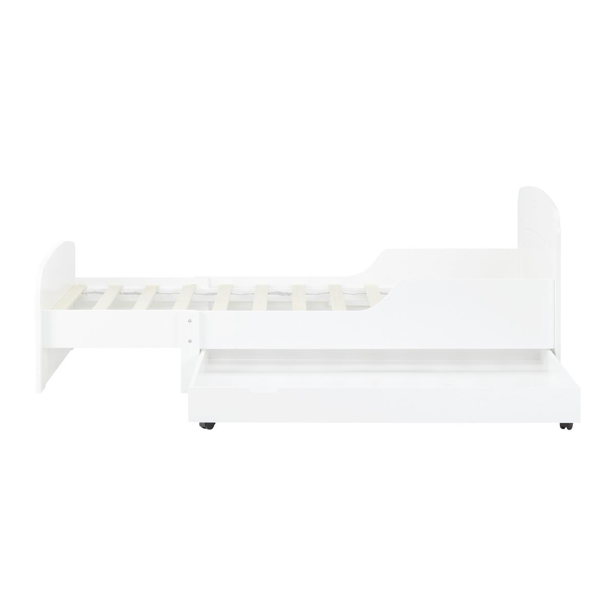 Kinderbett mit Stauraum, Holz, weiss, "Enna", teilmassiv - Weiss, Modern, Holz (90/140-190cm) - Bessagi Kids