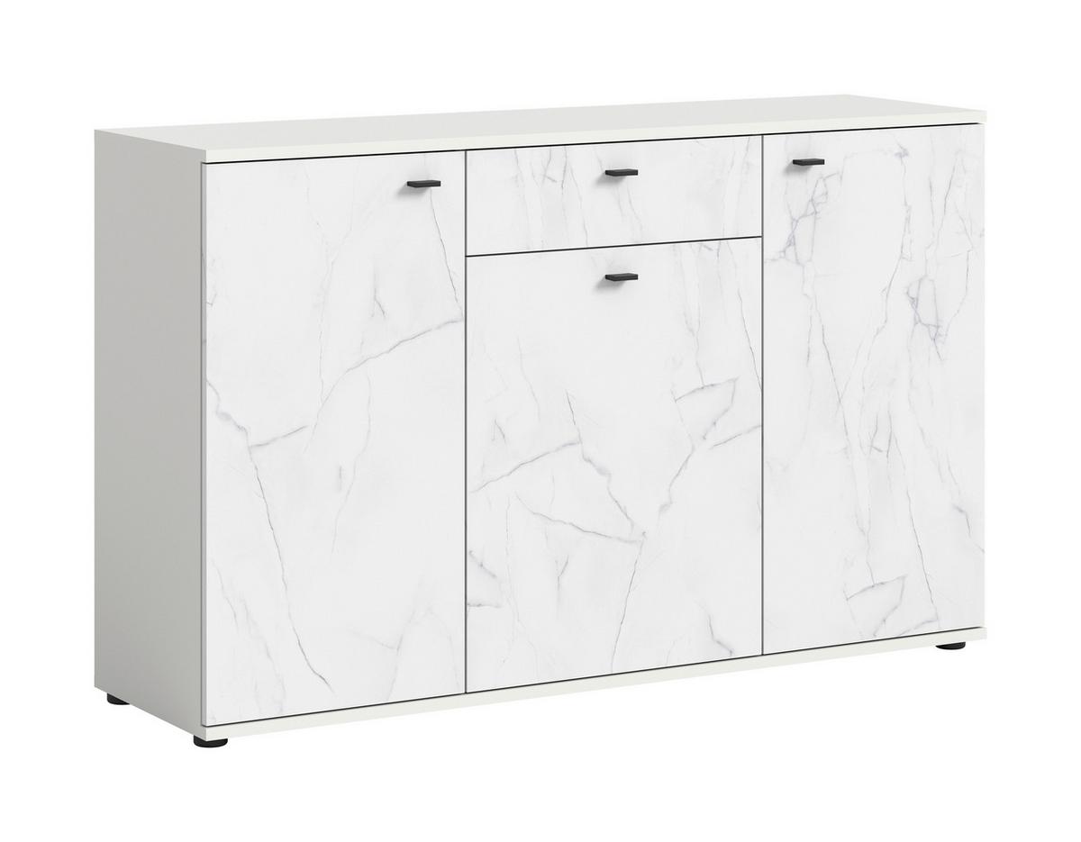Komoda Stone - bijela/crna, Design, drvni materijal/plastika (138/87/40cm) - Modern Living