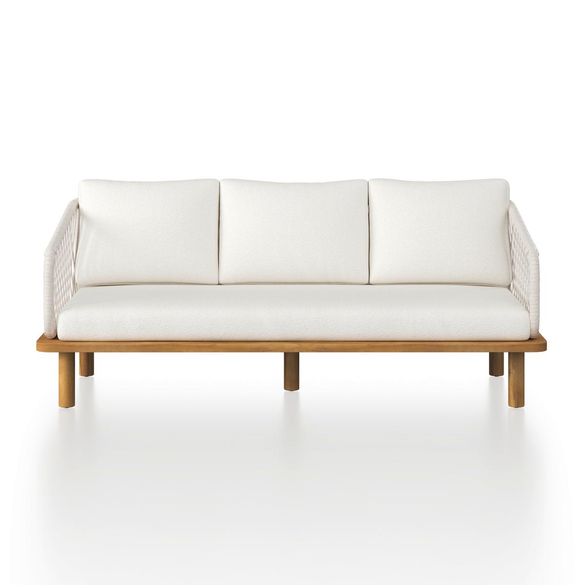 Lounge Garnitura Mara, Krem, 3-Delno - barva tikovine/bela, Moderno, kovina/tekstil (165/62,5/70cm) - Bessagi Garden