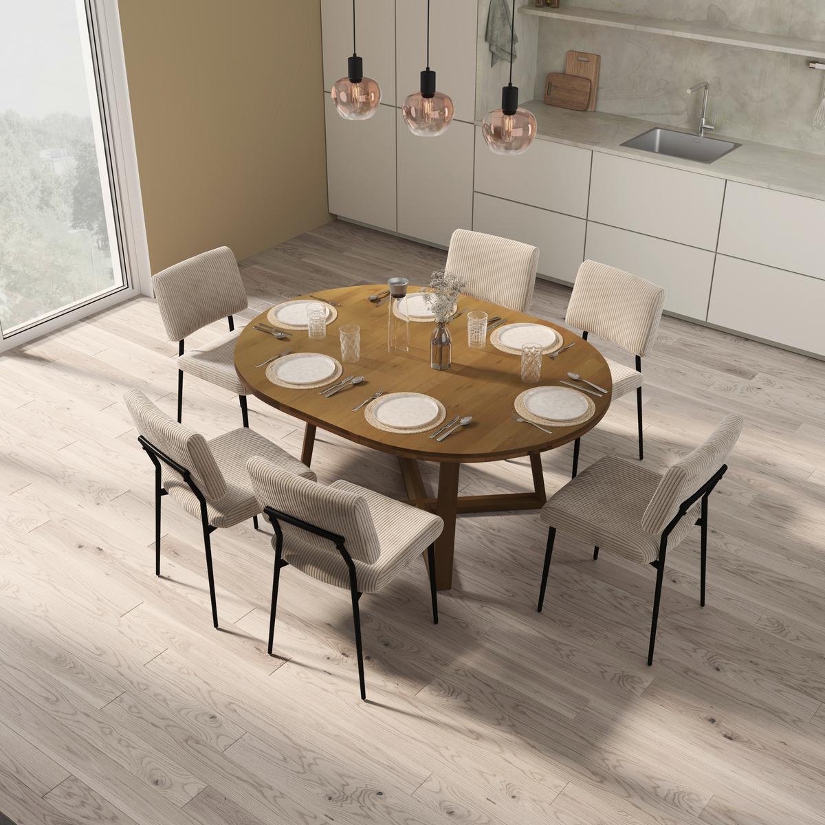 Esstisch Miley in Holz Eiche massiv ca. 120-160x120 cm - Eichefarben, MODERN, Holz (120-160/120/76cm) - Bessagi Home