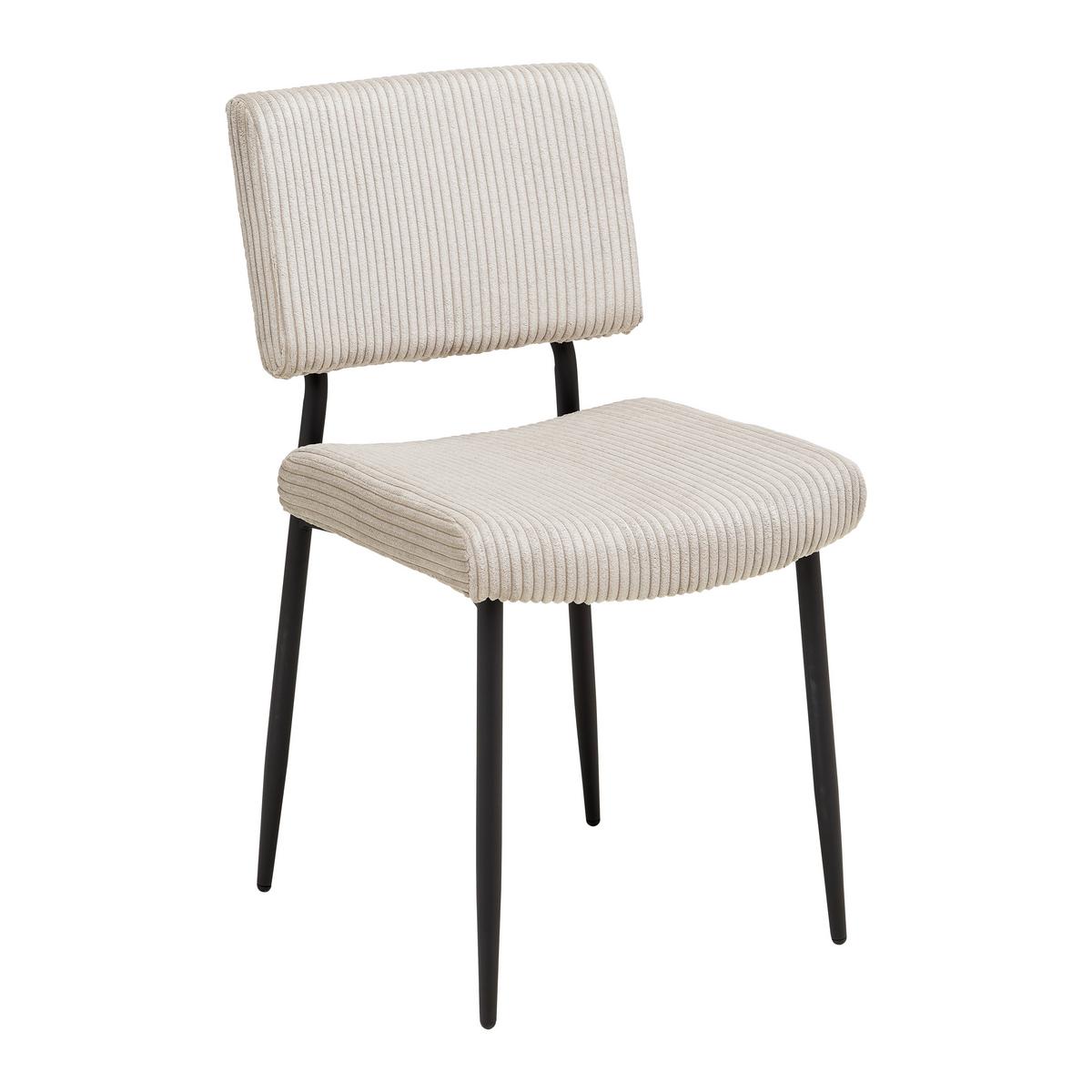 Stol Elia, Bež, Rebrasti Žamet - črna/bež, Moderno, kovina/tekstil (56/85/47cm) - Bessagi Home