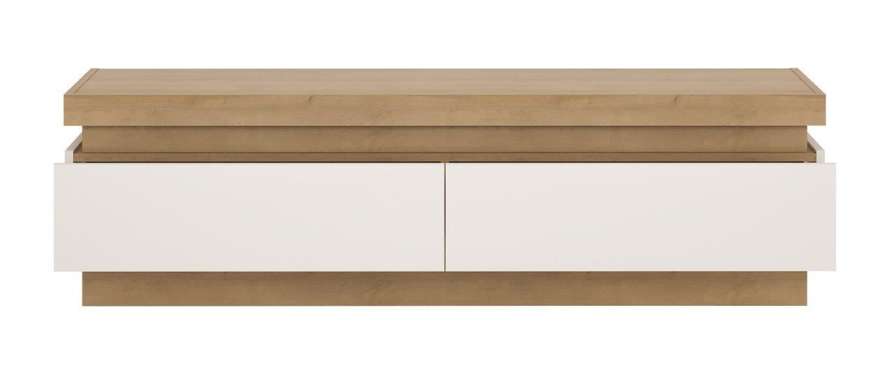 Tv Komoda Lyon - boje hrasta/bijela visoki sjaj, Trend, drvni materijal/plastika (146/42/42cm) - Modern Living