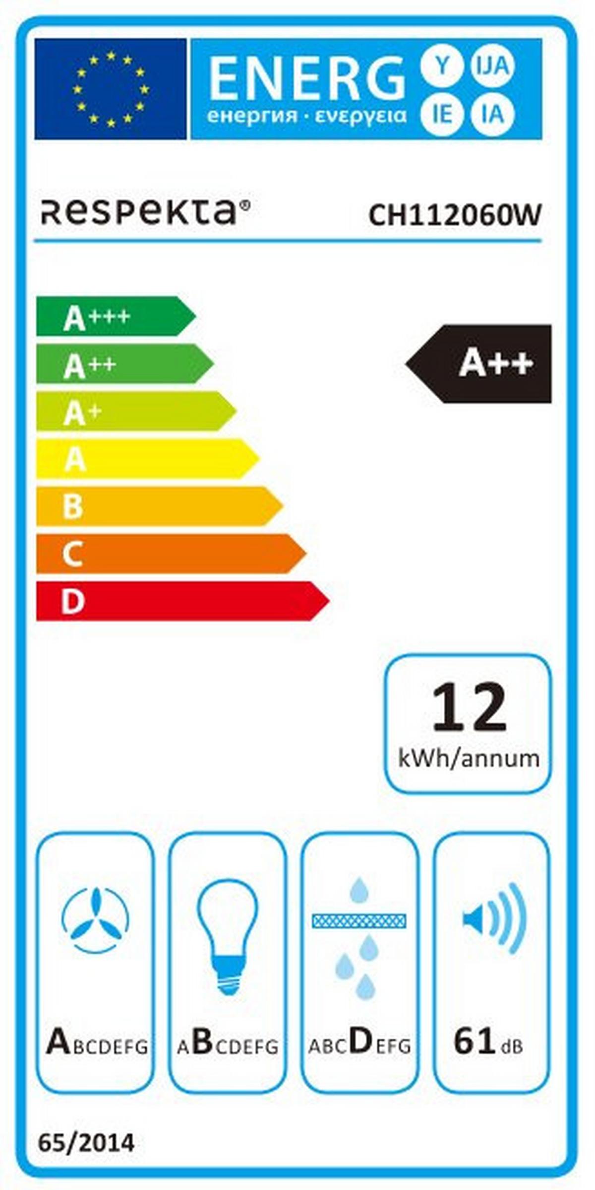 Kuhinjska Napa Lora, 60cm - bela, Basics, kovina/steklo (59,5/75-110/38,5cm) - Respekta